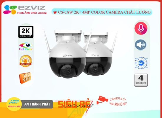 Lắp đặt camera tân phú CS-C8W 2K+ 4MP Color Camera Wifi Ezviz Giá tốt