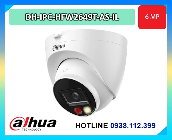 camera Dahua DH-IPC-HDW2649T-S-IL, camera IP Dome Dahua 6MP, camera Smart Dual Light Dahua, camera Full Color Dahua, camera IP AN THÀNH PHÁT