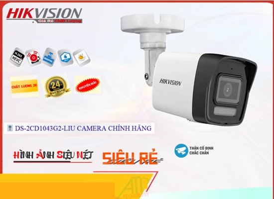 Lắp đặt camera tân phú Hikvision DS-2CD1043G2-LIU Sắc Nét ❂ 