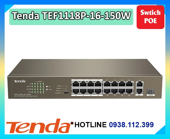 Lắp đặt camera Switch PoE Tenda TEF1118P-16-150W 