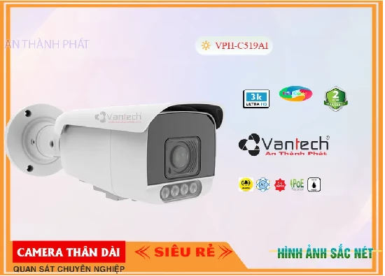 Lắp đặt camera tân phú VPH-C519AI Camera  VanTech Thiết kế Đẹp