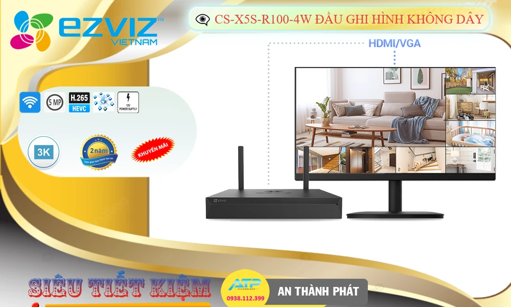 Đầu Ghi 4 Kênh IP Wifi Ezviz CS-X5S-R100-4W