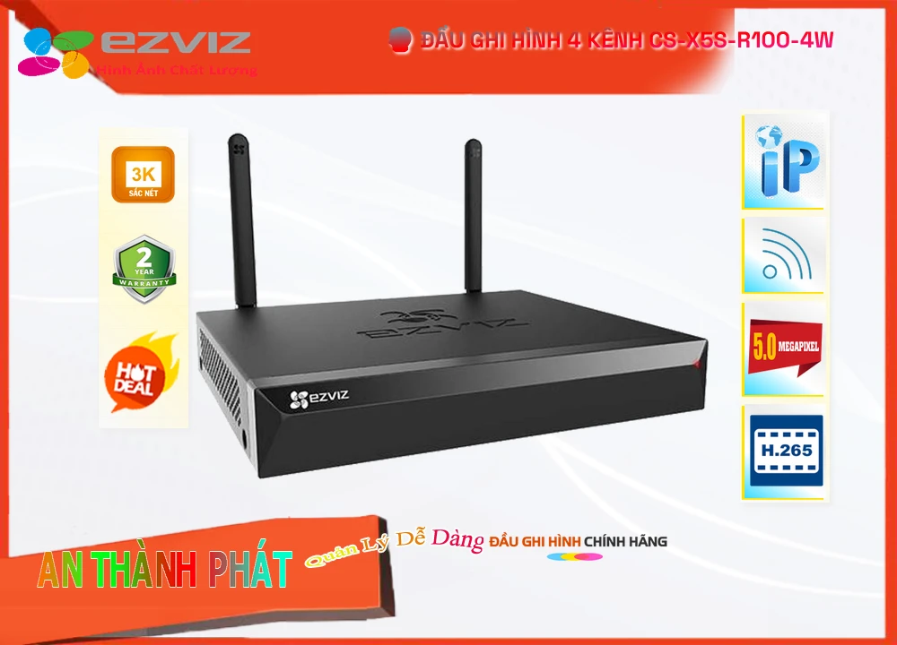 Đầu Ghi 4 Kênh IP Wifi Ezviz CS-X5S-R100-4W