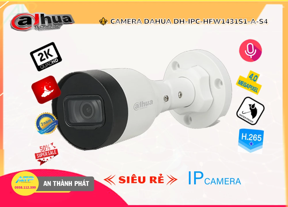 Camera An Ninh Dahua DH-IPC-HFW1431S1-A-S4 Camera An Ninh Dahua DH-IPC-HFW1431S1-A-S4