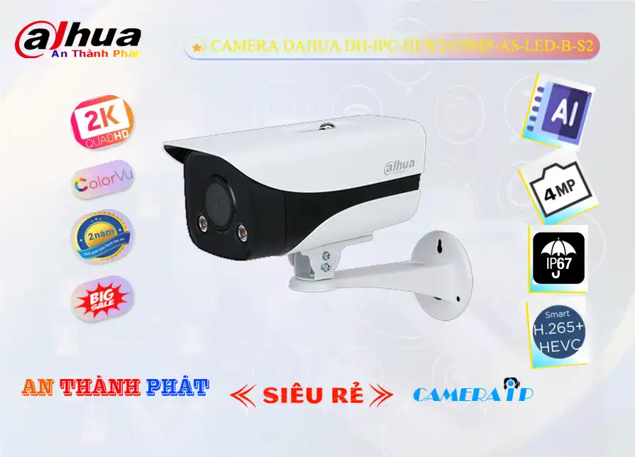 DH-IPC-HFW2439MP-AS-LED-B-S2 Camera Giá rẻ Dahua ✓