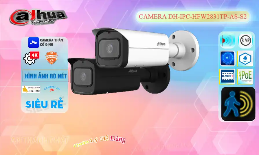 Camera An Ninh Dahua DH-IPC-HFW2831TP-AS-S2 Giá rẻ ✔️