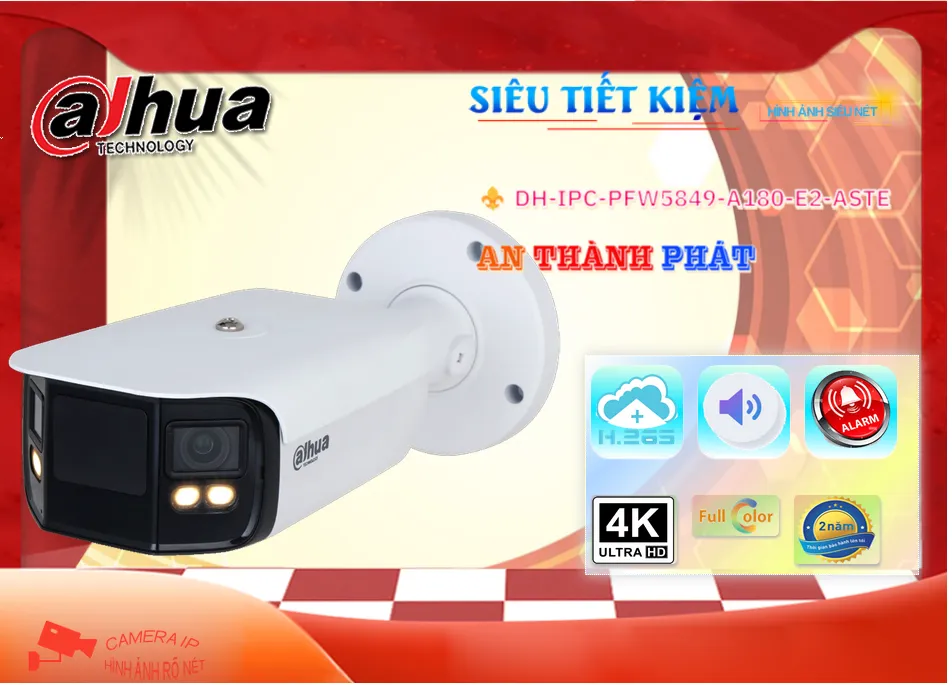 Dahua DH-IPC-PFW5849-A180-E2-ASTE Sắc Nét Dahua DH-IPC-PFW5849-A180-E2-ASTE Sắc Nét