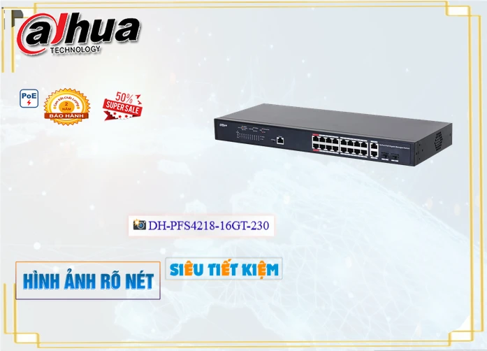 Switch chuyển đổi mạng Dahua DH-PFS4218-16GT-230 Switch chuyển đổi mạng Dahua DH-PFS4218-16GT-230