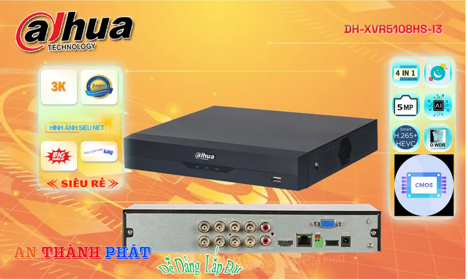 Đầu Thu Dahua DH-XVR5108HS-I3 Đầu Thu Dahua DH-XVR5108HS-I3