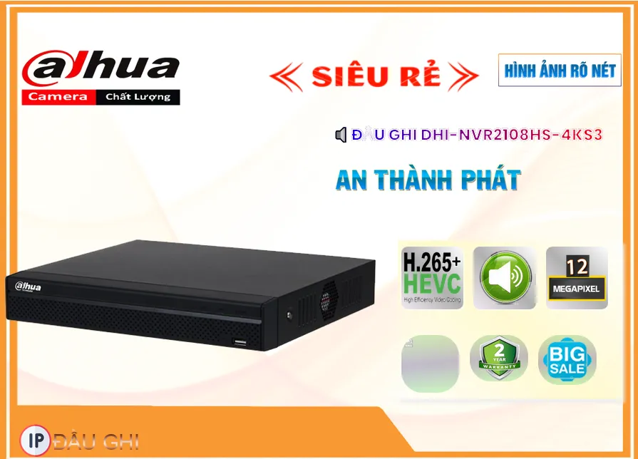 Đầu Ghi Dahua Thiết kế Đẹp DHI-NVR2108HS-4KS3 Đầu Ghi Dahua Thiết kế Đẹp DHI-NVR2108HS-4KS3