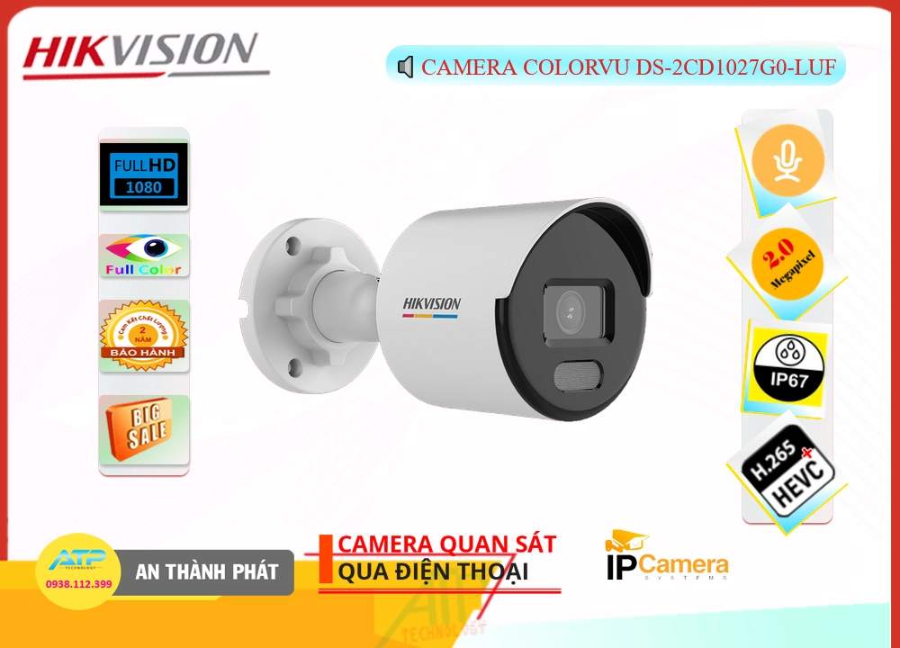 Camera Hikvision IP DS-2CD1027G0-LUF Camera Hikvision IP DS-2CD1027G0-LUF