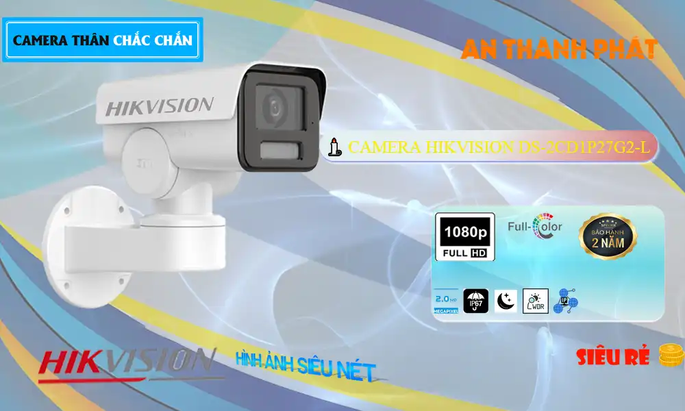 ➠  DS-2CD1P27G2-L sắc nét Hikvision