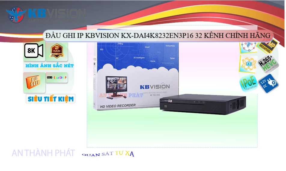 KX-DAi4K8232EN3P16 Đầu Ghi KBvision KX-DAi4K8232EN3P16 Đầu Ghi KBvision
