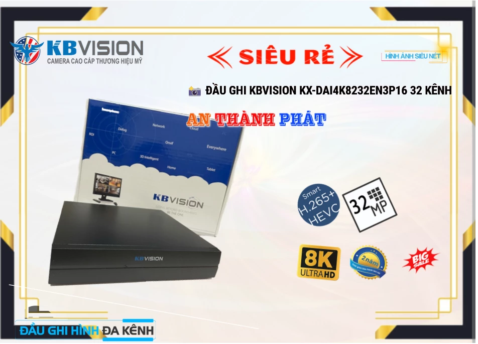 KX-DAi4K8232EN3P16 Đầu Ghi KBvision KX-DAi4K8232EN3P16 Đầu Ghi KBvision