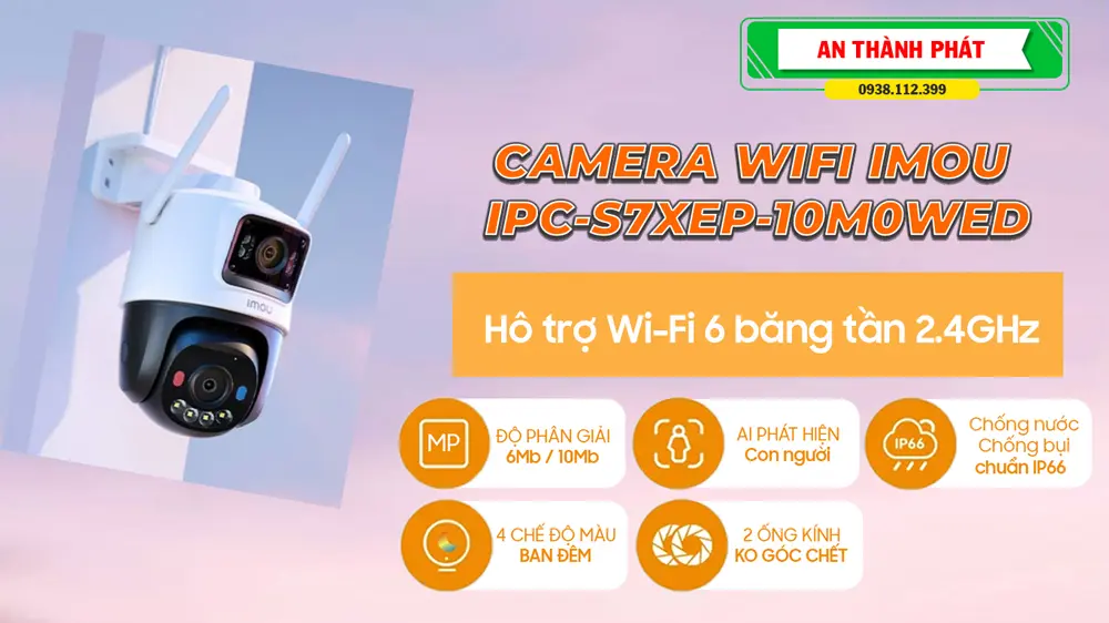Không Dây Chức năng chuyên dụng Phát hiện chuyển động người bằng cảm biến AI IPC-S7XEP-10M0WED sắc nét Wifi Imou 👍